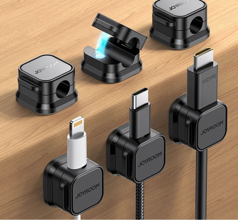 Lot de 6 Clips Magnétiques pour Câbles | Organisateur Auto-Adhésif pour Bureau, Maison, Voiture