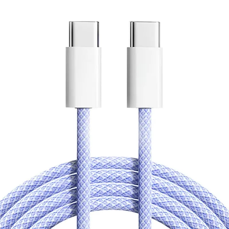 Câble de Charge Rapide USB-C vers USB-C 60W – Tressé Nylon pour iPhone 15/16, Samsung, Xiaomi