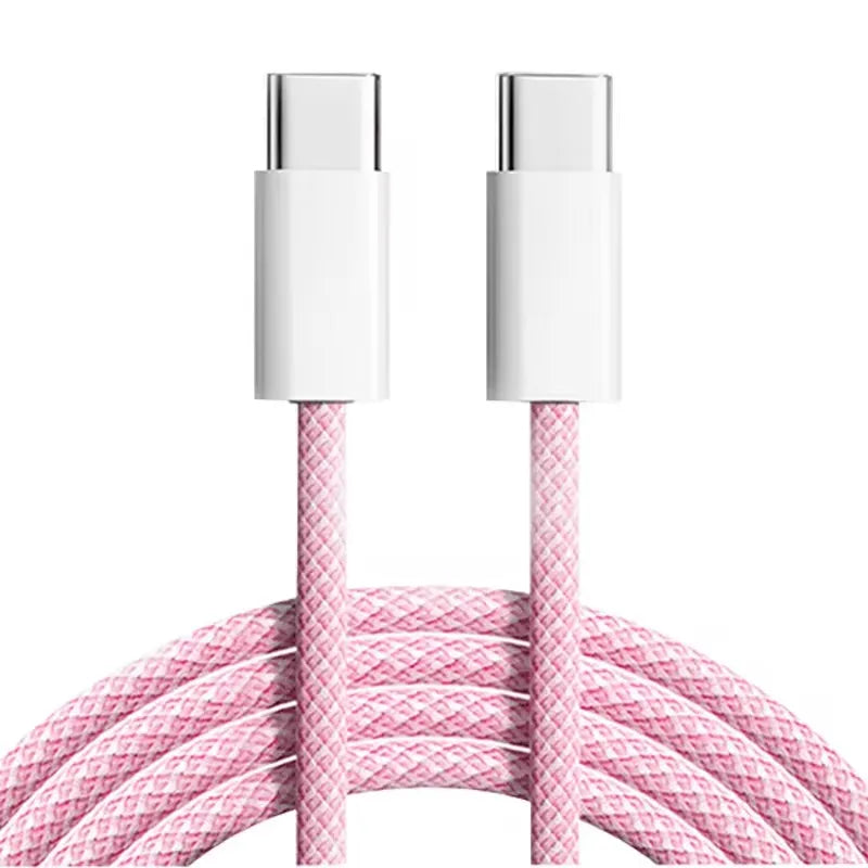 Câble de Charge Rapide USB-C vers USB-C 60W – Tressé Nylon pour iPhone 15/16, Samsung, Xiaomi