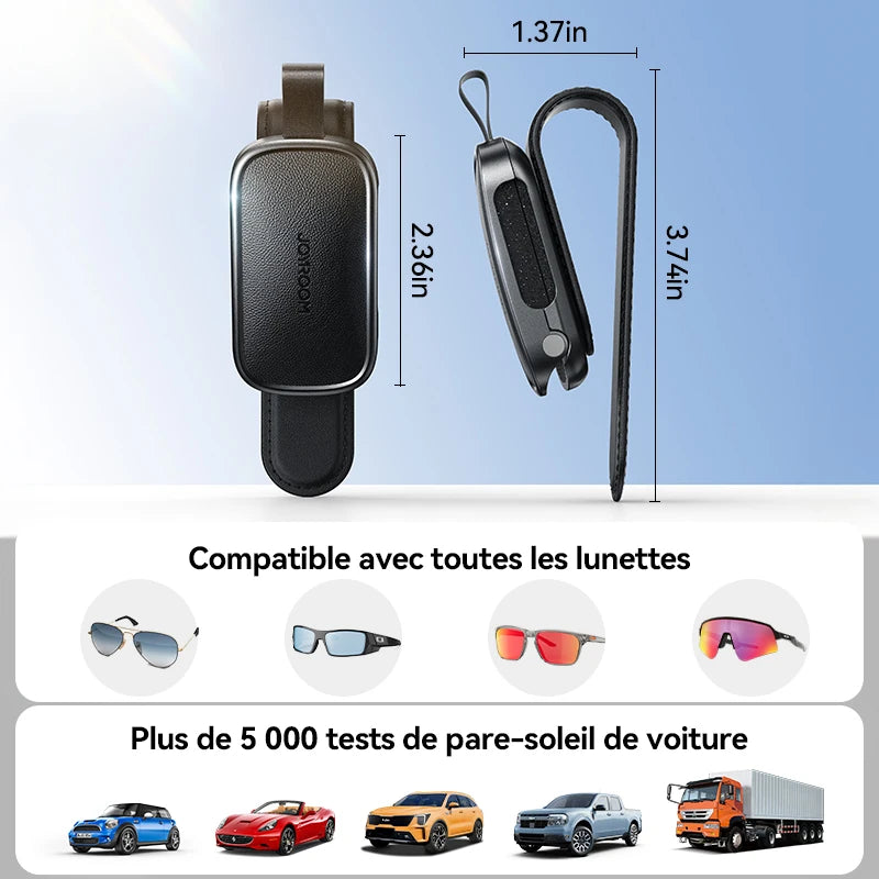 Support de Lunettes Voiture – Clip Magnétique Universel pour Pare-Soleil avec Rangement Cartes & Tickets