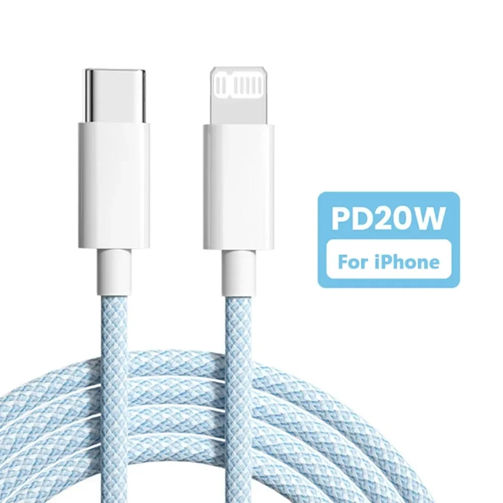 Câble USB-C vers Lightning 20W – Charge Rapide PD | Nylon Tressé Durable | Compatible iPhone & iPad