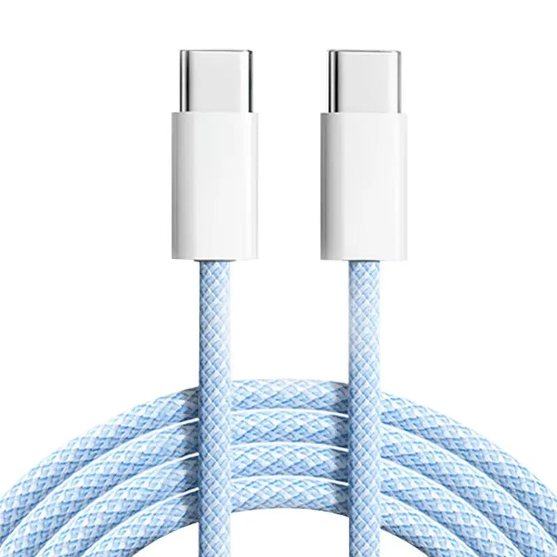 Câble de Charge Rapide USB-C vers USB-C 60W – Tressé Nylon pour iPhone 15/16, Samsung, Xiaomi
