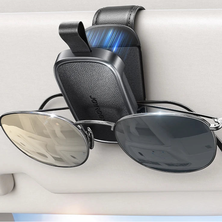 Support de Lunettes Voiture – Clip Magnétique Universel pour Pare-Soleil avec Rangement Cartes & Tickets