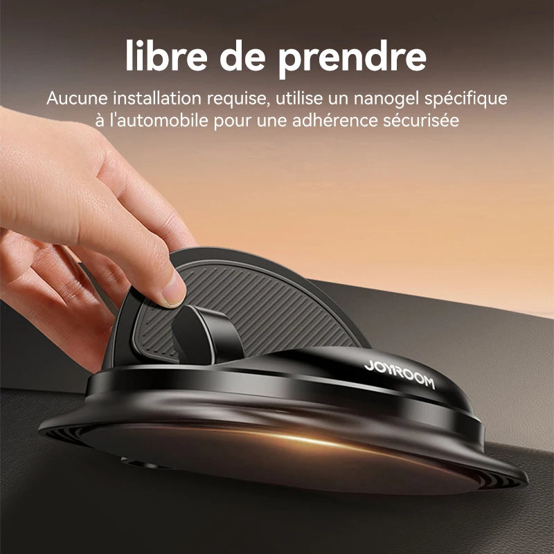 Support Téléphone Voiture – Fixation Tableau de Bord, Rotation 360°, Pose à Une Main, Base Nano-Gel Antidérapante