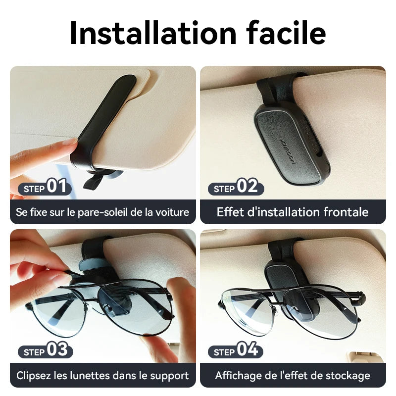 Support de Lunettes Voiture – Clip Magnétique Universel pour Pare-Soleil avec Rangement Cartes & Tickets